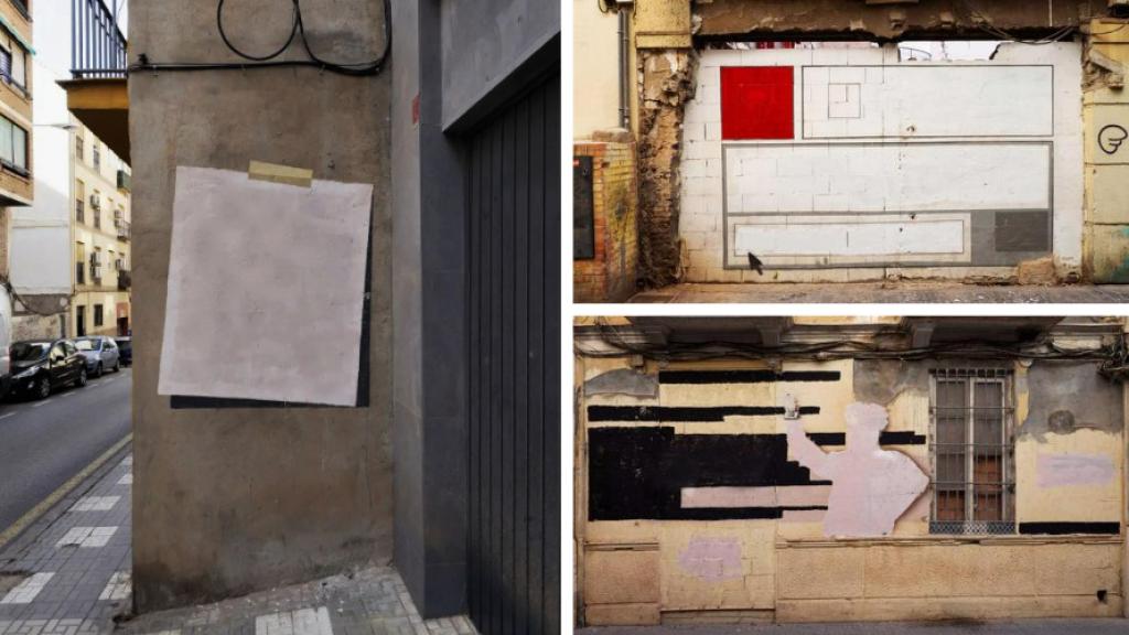 Collage con varios de los murales borrados.