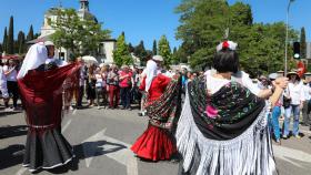 Un grupo de chulapos y chulapas celebrando San Isidro.