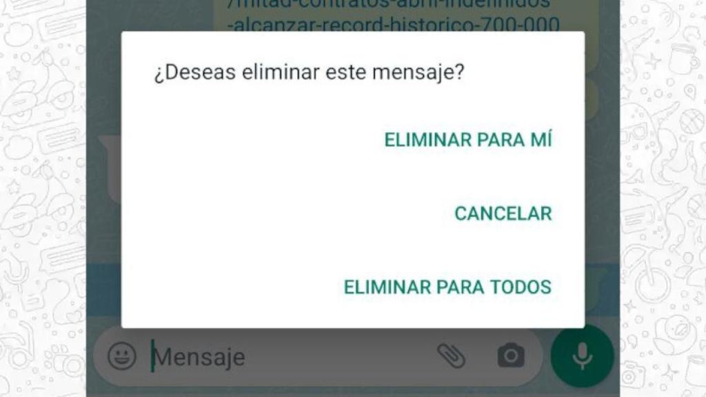 Eliminar mensajes en WhatsApp