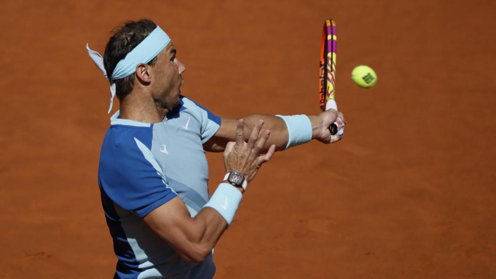 Nadal, durante el partido ante Isner en Roma.