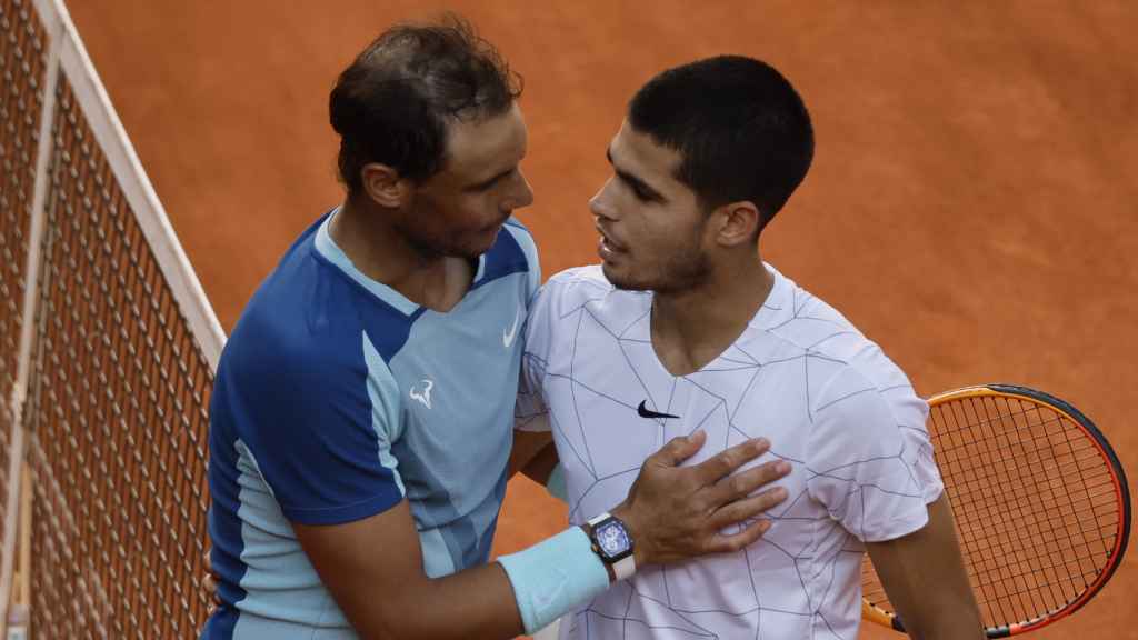 Rafa Nadal y Carlos Alcaraz en el Mutua Madrid Open 2022