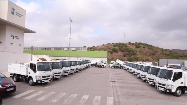 Imagen de archivo de la flota de vehículos de Limasam, la empresa pública de limpieza de Málaga.