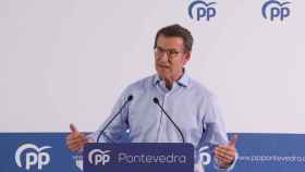 Feijóo durante el en el 13 Congreso Local del PP de Pontevedra.