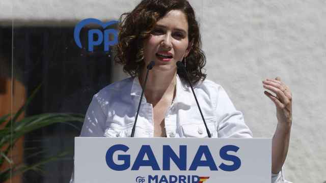 La presidenta de la Comunidad de Madrid, Isabel Díaz Ayuso, en un mitin este sábado 7 de mayo