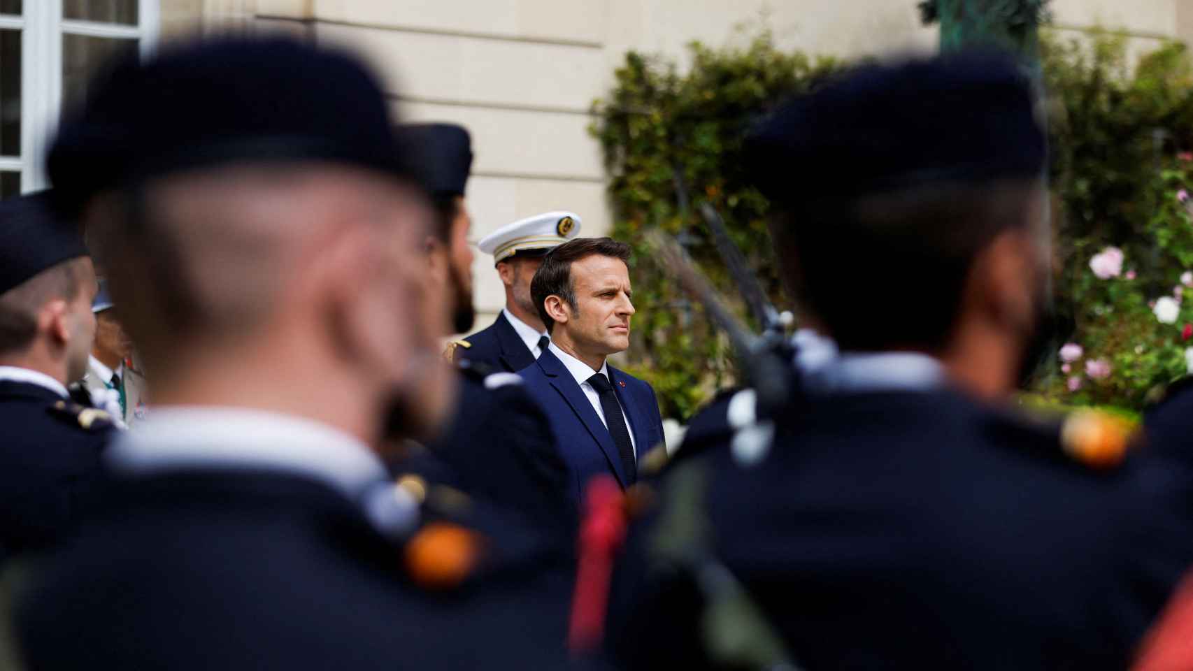 El presidente francés Emmanuel Macron durante la ceremonia de toma de posesión este sábado.
