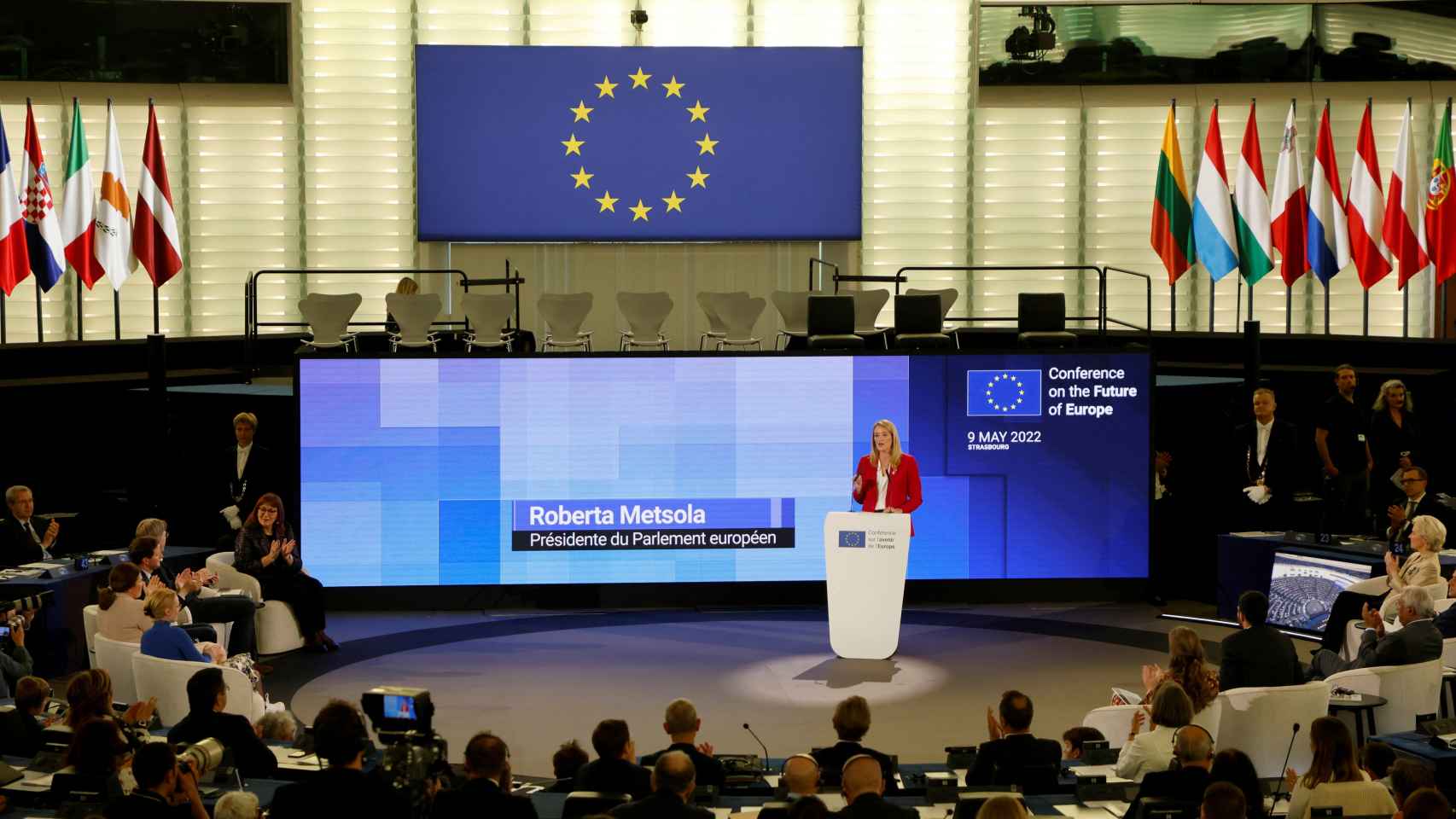 La presidenta del PArlamento Europeo, Roberta Metsola.