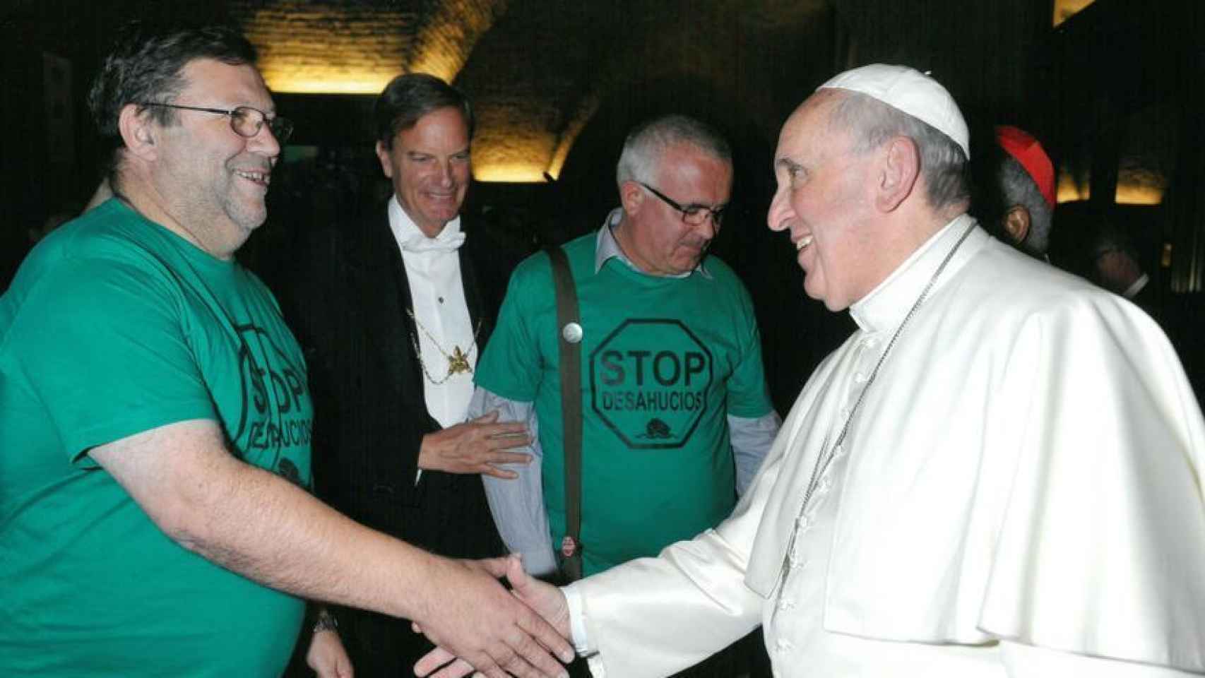 Joaquín, 'el cura de la PAH', en octubre de 2014, fue recibido por el Papa Francisco.