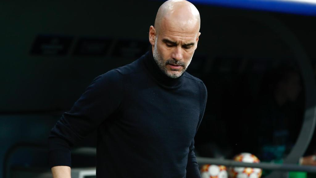 Pep Guardiola, en un partido del Manchester City de la Champions League 2021/2022