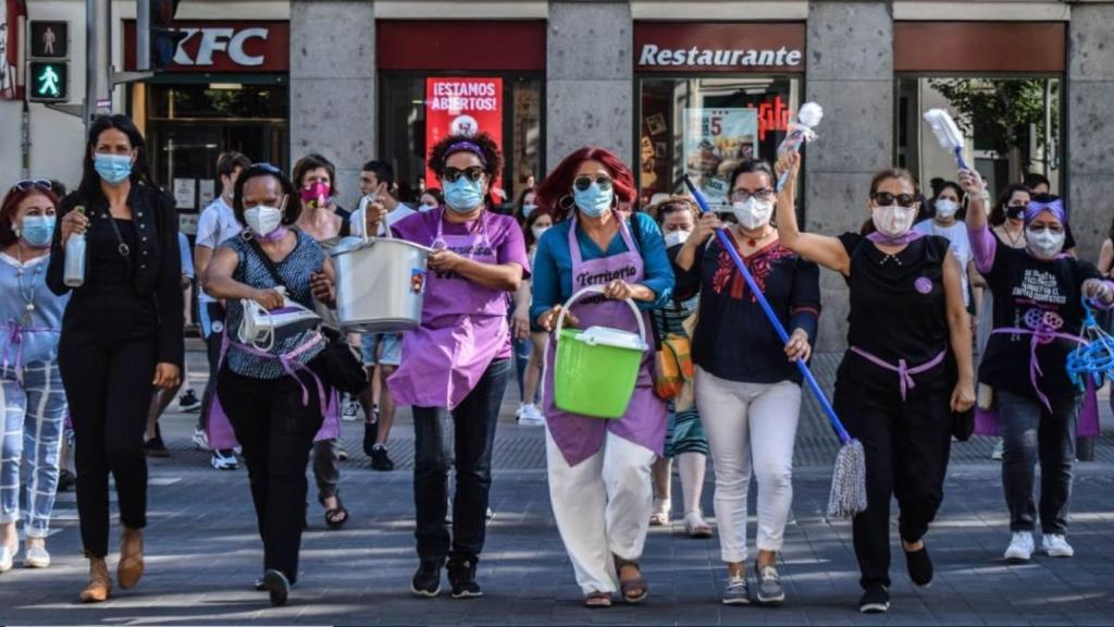 Empleadas del hogar se manifiestan por sus derechos.