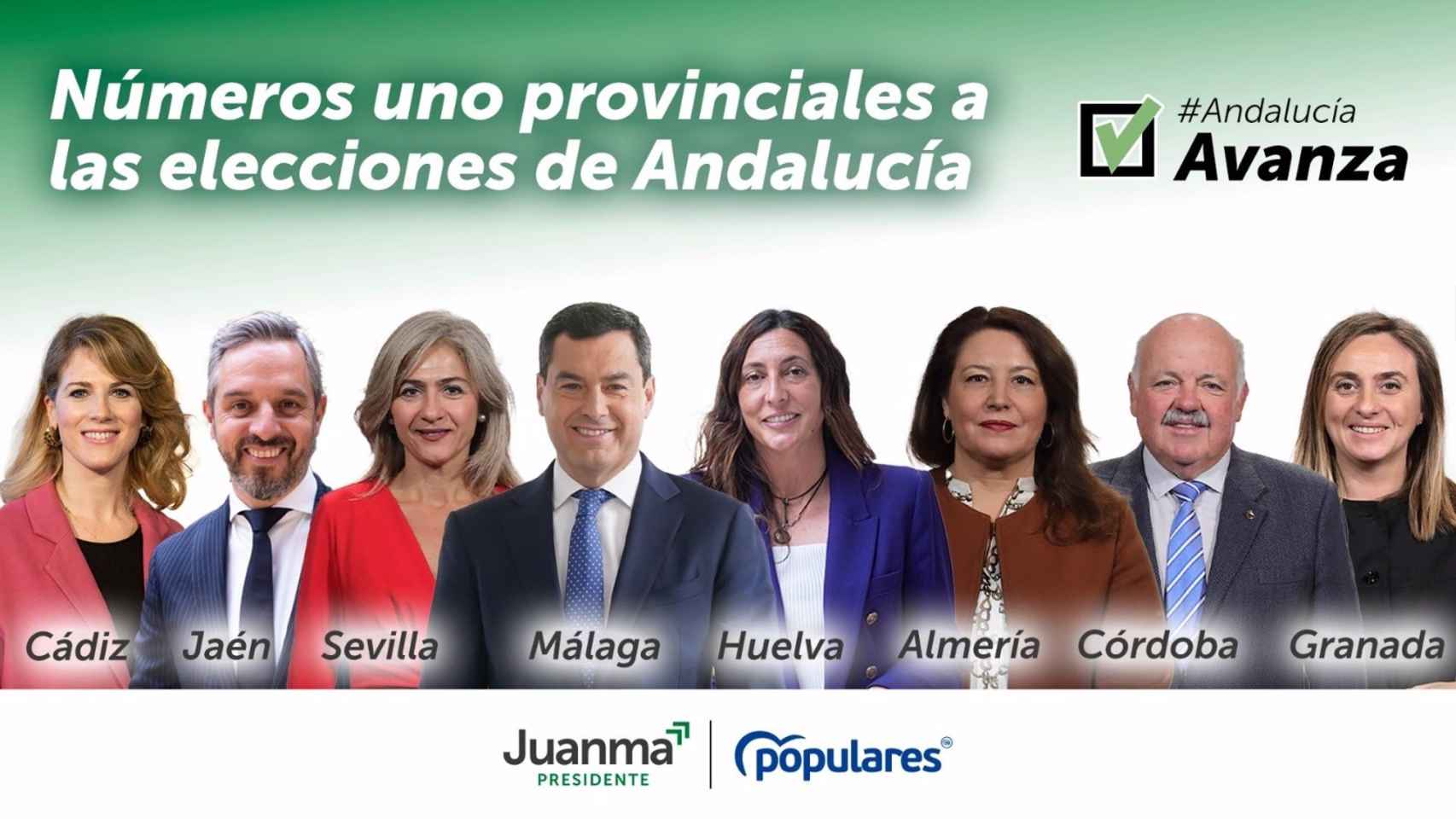 Cabezas del lista de PP para las elecciones andaluzas.