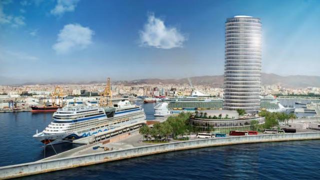 Infografía del diseño previsto para la torre del puerto de Málaga.