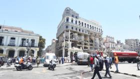 El Hotel Saratoga en La Habana tras la explosión.