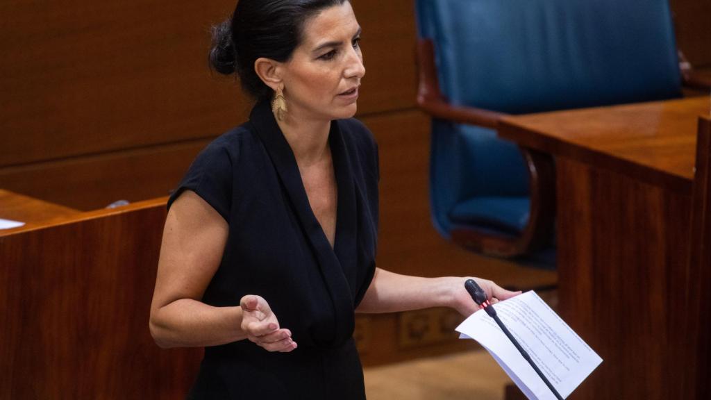 La portavoz de Vox en la Asamblea de Madrid, Rocío Monasterio, interviene en el pleno de este jueves.