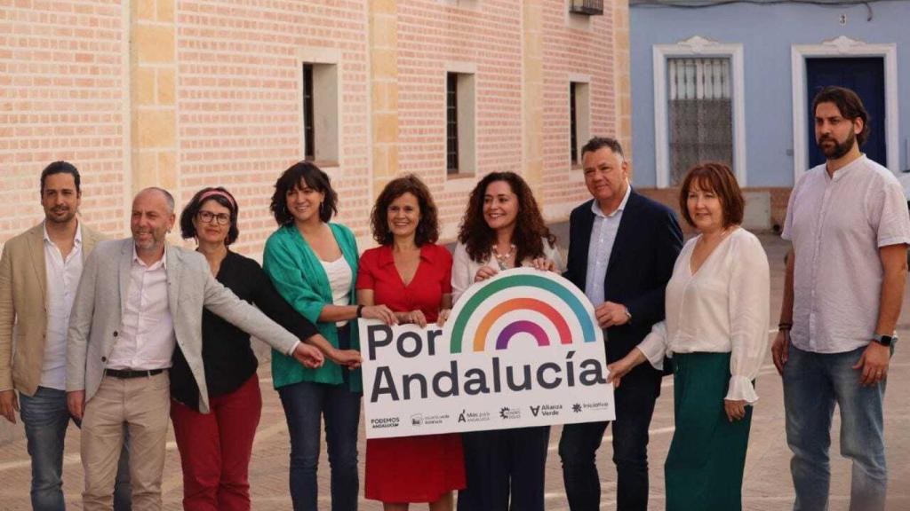 Los portavoces de Por Andalucía en la presentación de la coalición.