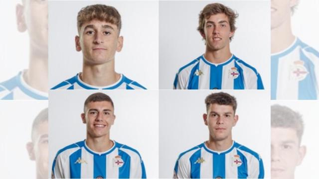 Los cuatro jugadores de la cantera del Deportivo que optan a los Premios Fútbol Draft 2022.