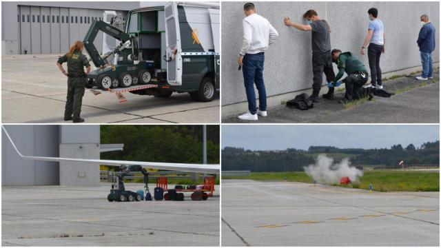 Simulacro de amenaza por artefacto explosivo en el aeropuerto de Santiago.