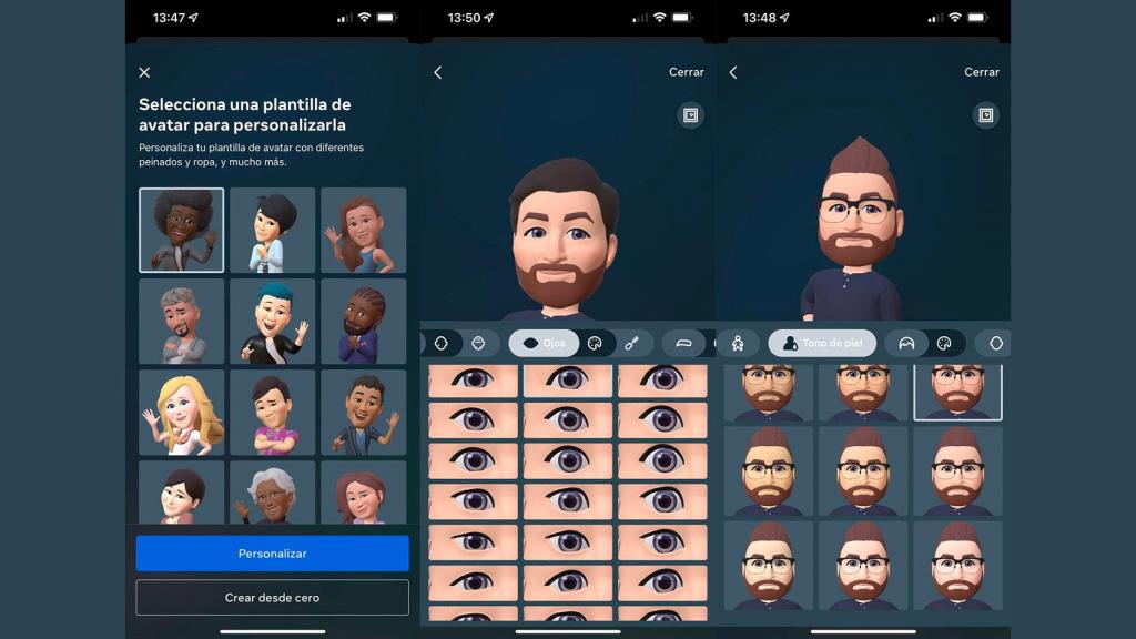 Proceso de creación de un avatar en Instagram.