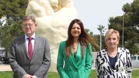 El presidente Ximo Puig junto a Carolina Pascual y Ana Barceló en el reciente anuncio de la vuelta de Medicina a la Universidad de Alicante.