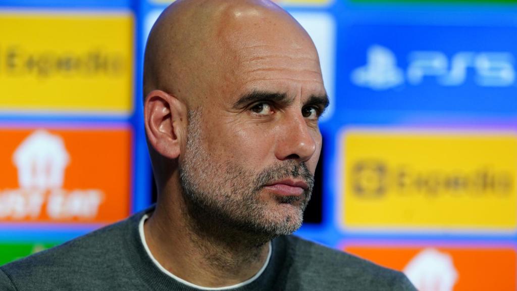 Pep Guardiola durante una rueda de prensa