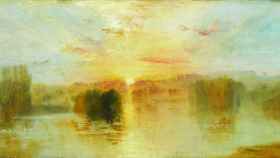 Turner: 'Lago, Petworth, atardecer; esbozo de estudio',  h. 1827-28. Tate: Aceptado por la Nación como parte del Legado Turner 1856