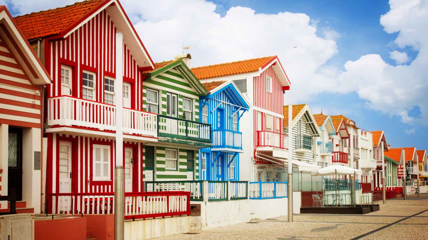 Casas de la Costa Nova, en Aveiro (Portugal).