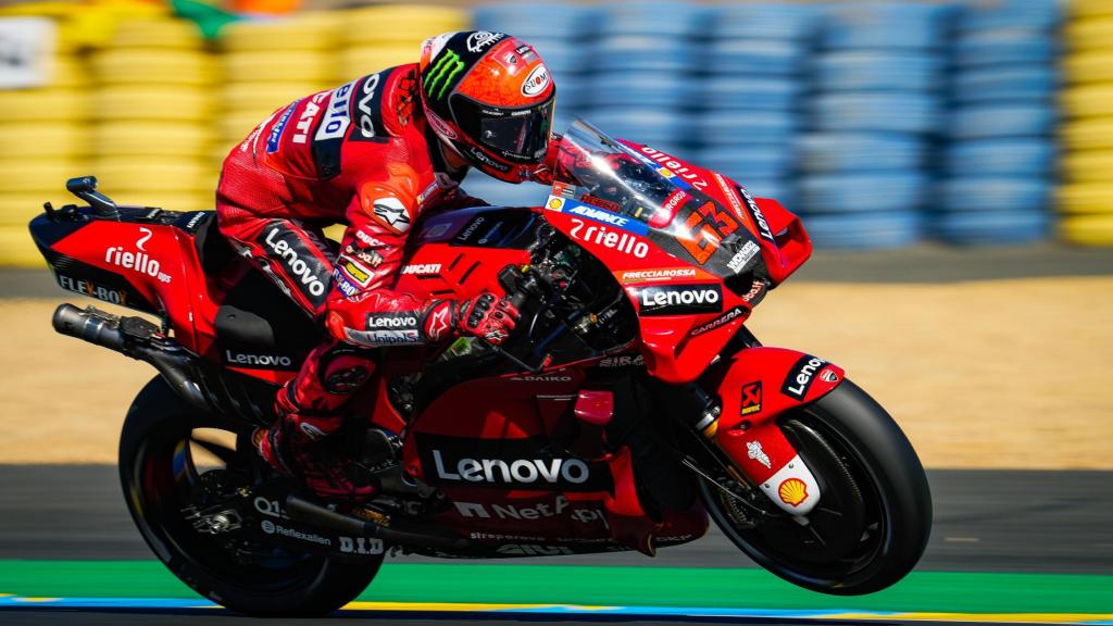 Pecco Bagnaia, durante la sesión de clasificación del Gran Premio de Francia, en Le Mans.