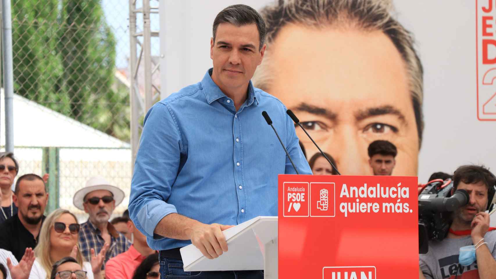 Pedro Sánchez el pasado sábado en Jaén en la precampaña electoral del 19-J.