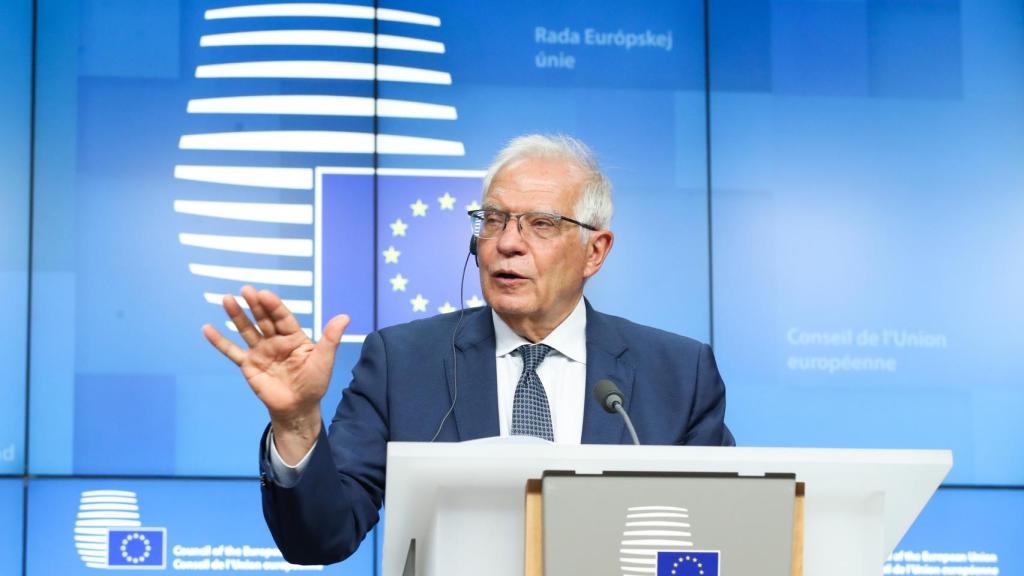 El jefe de la diplomacia de la UE, Josep Borrell, durante la rueda de prensa de este lunes