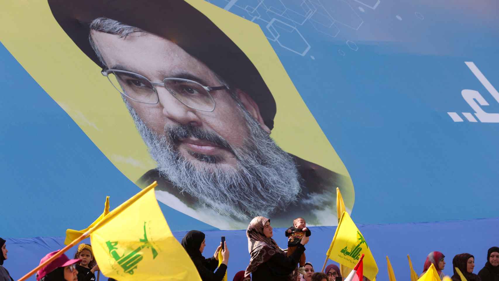 Partidarios de Hizbulá durante un mitin electoral del líder del partido milicia, Sayyed Hassan Nasrallah.