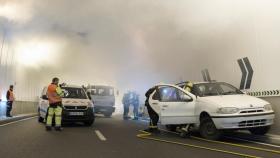 Un simulacro en el túnel do Hórreo en 2017.