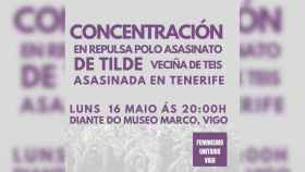 Cartel de la concentración de esta tarde frente al Museo Marco (Vigo).