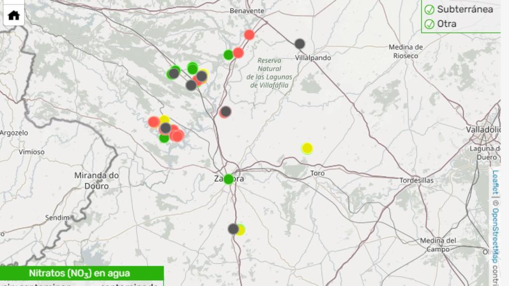 Este es el mapa con los pueblos de Zamora con las aguas más contaminadas y peligrosas para consumo