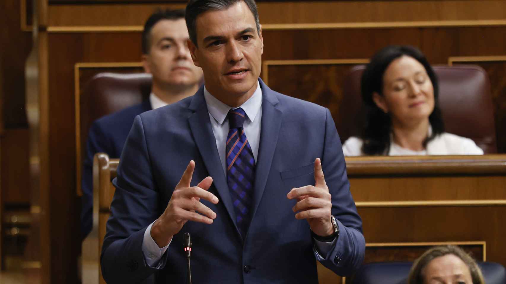 Pedro Sánchez, durante su intervención en la sesión de control.