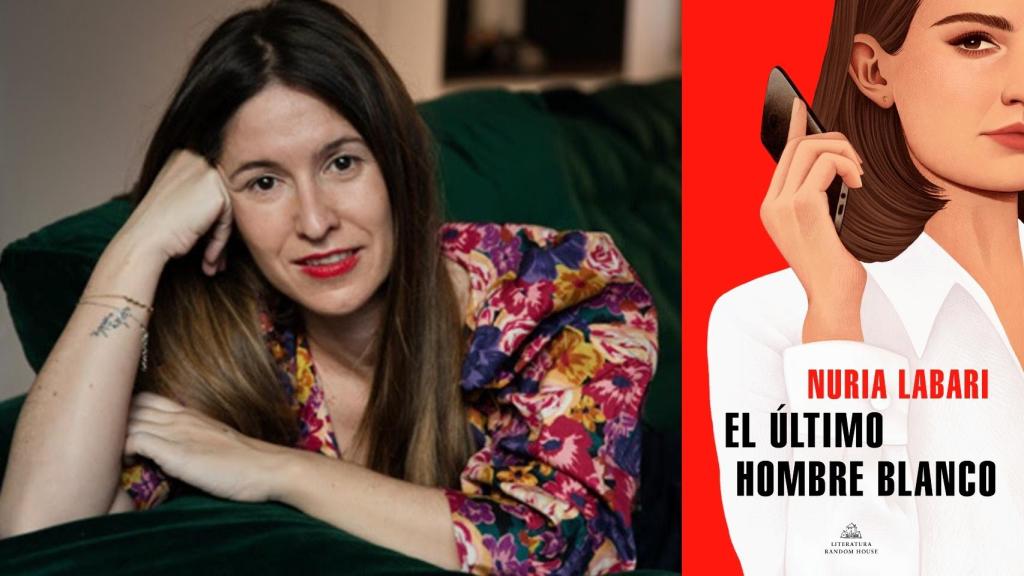 Nuria Labari y la portada de su último libro 'El último hombre blanco'.