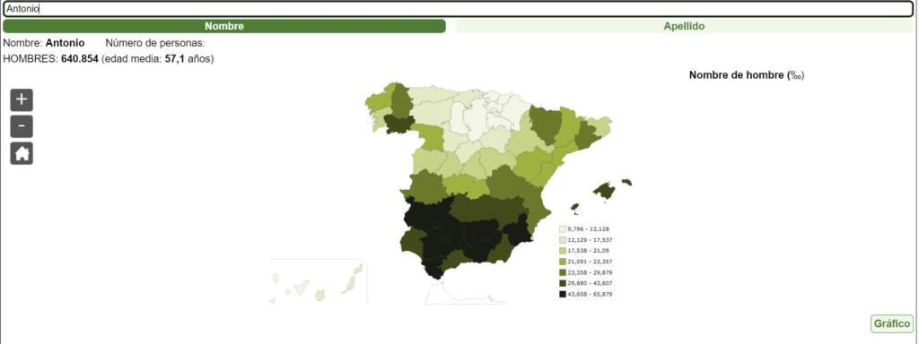 Captura de la búsqueda de Antonio en la web del INE