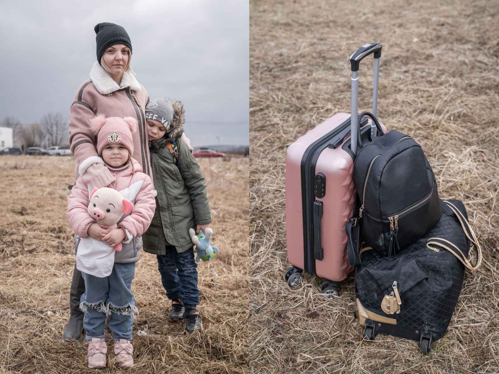 Una madre y sus hijos, tras huir de Zaporiyia.
