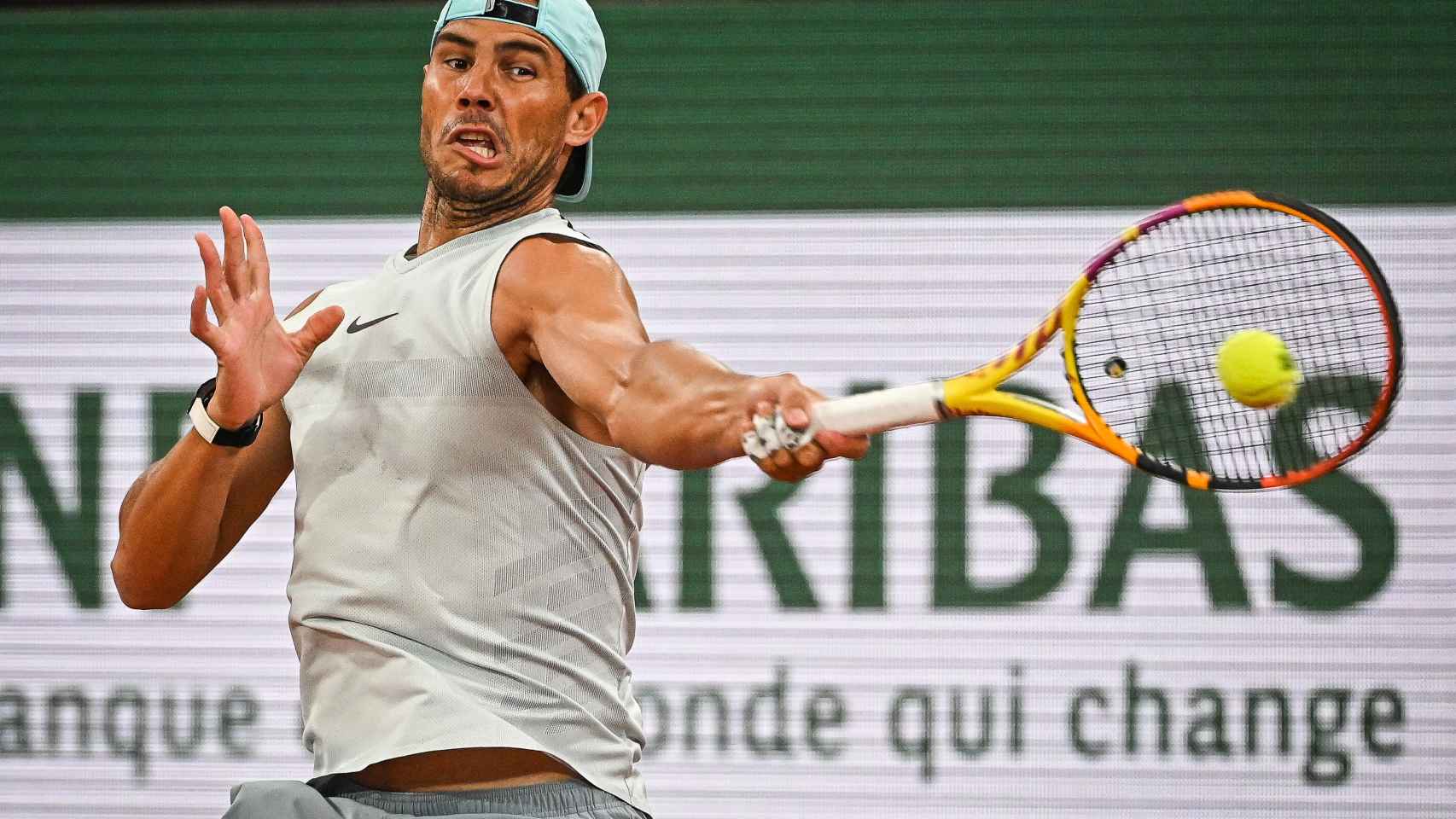 Rafa Nadal, entrenando en Roland Garros.