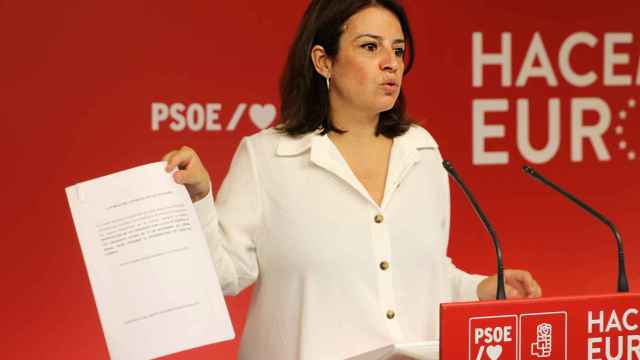 Adriana Lastra, vicesecretaria general del PSOE, este jueves en rueda de prensa en Ferraz.