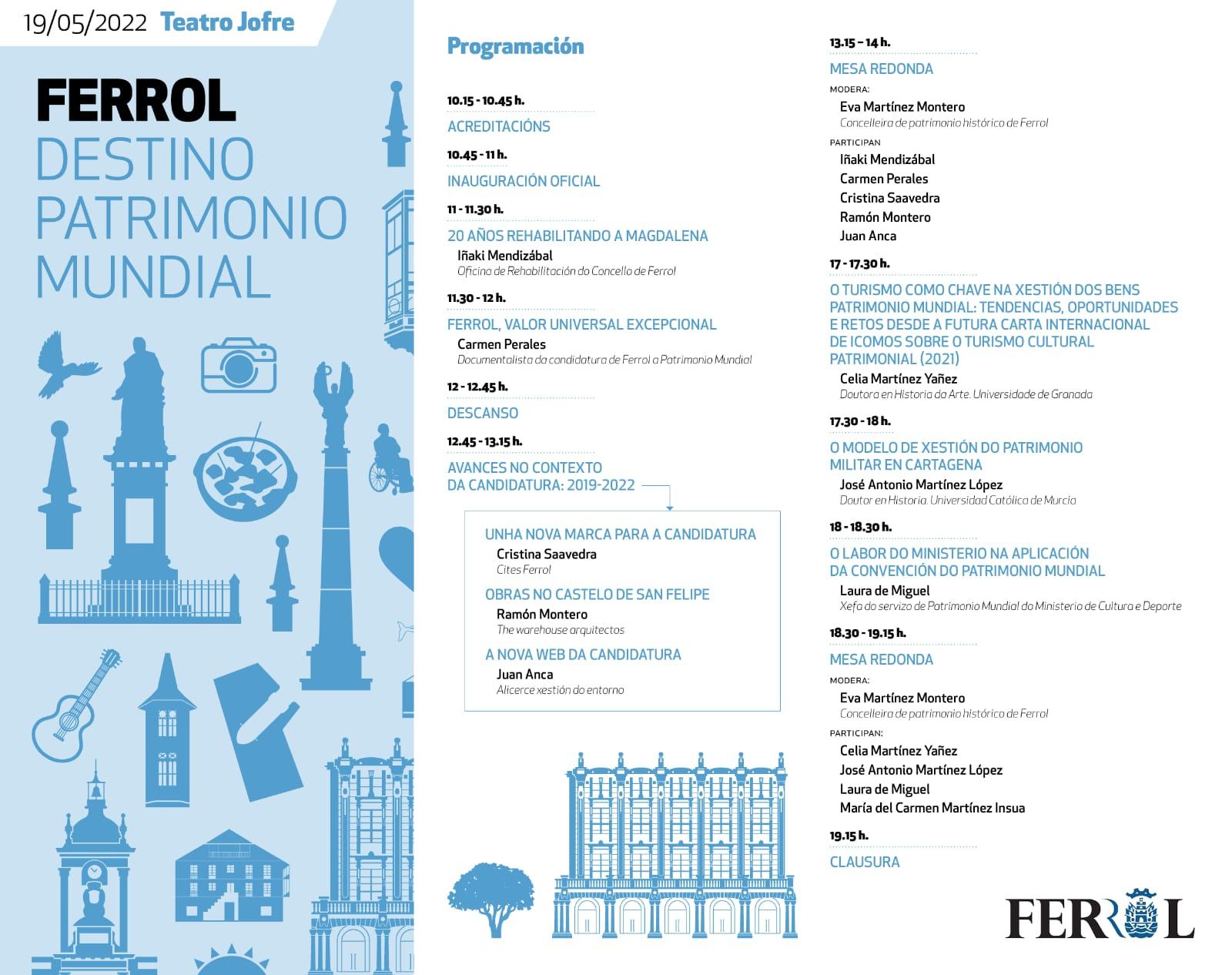 Programa completo del Congreso. Fuente: Concello de Ferrol.