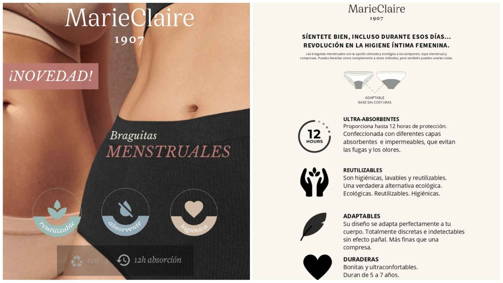Publicidad de las braguitas menstruales de Marie Claire. EE