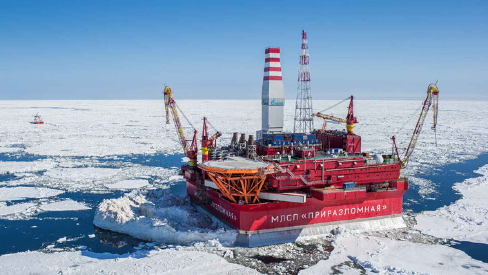 Una plataforma petrolera de Gazprom en el mar de Pechora.