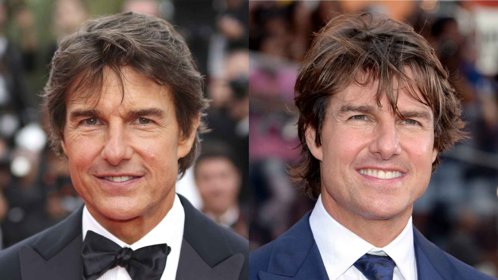 Tom Cruise en una imagen actual, a la izquierda, y en otra del año 2015, a la derecha.