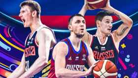 Los jugadores de la selección de Rusia de baloncesto.