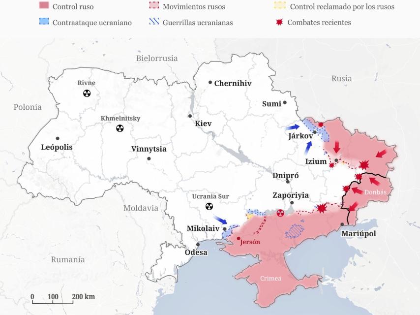 Situación actual de los movimientos de tropas en Ucrania.