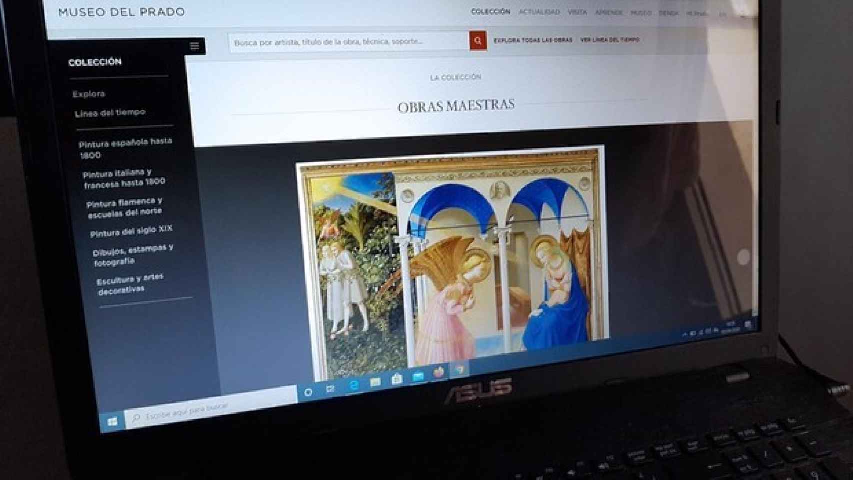 'La Anunciación' de Fra Angelico, en la web de El Prado.