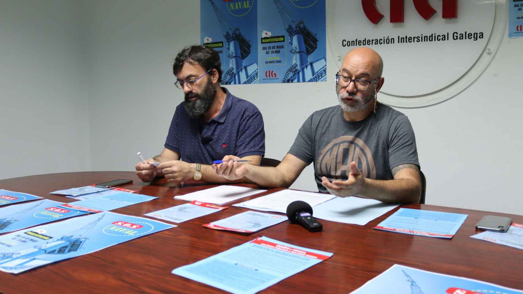 Rueda de prensa de la CIG esta mañana.