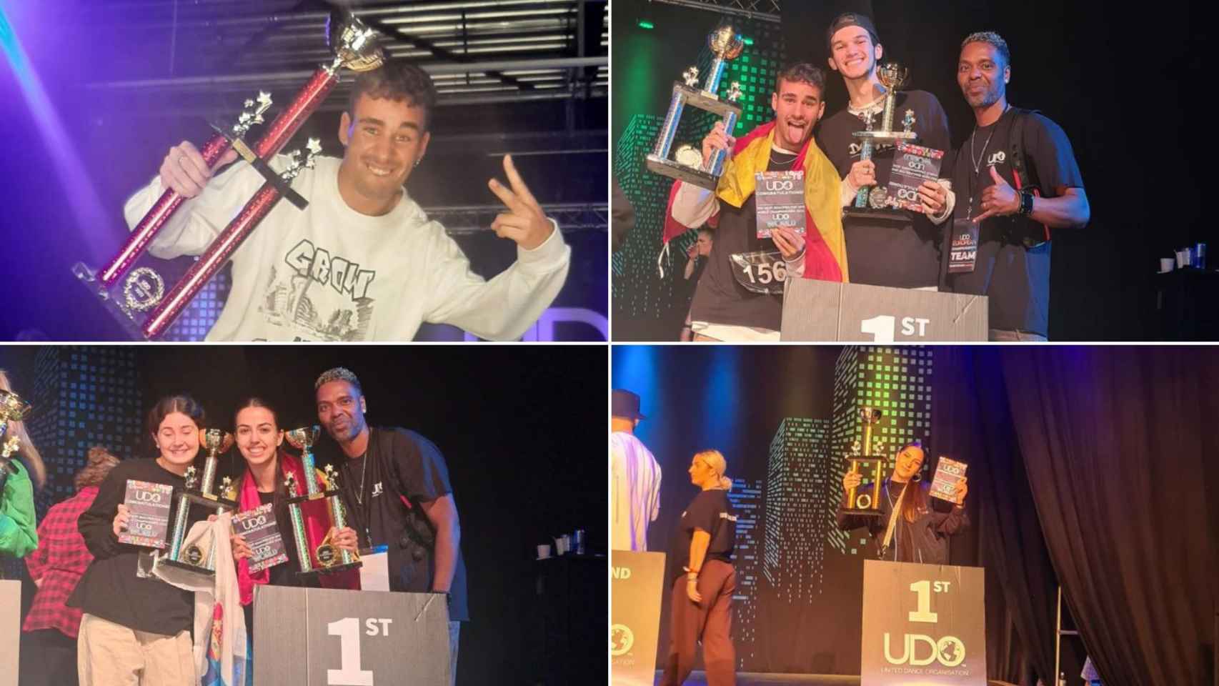 Los bailarines de Dance Academy Vigo con sus trofeos en Alemania.