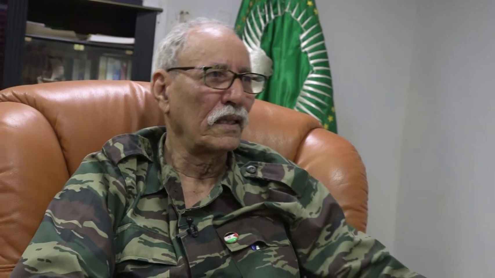El líder del Frente Polisario, Brahim Ghali, este martes en una entrevista en Telecinco.