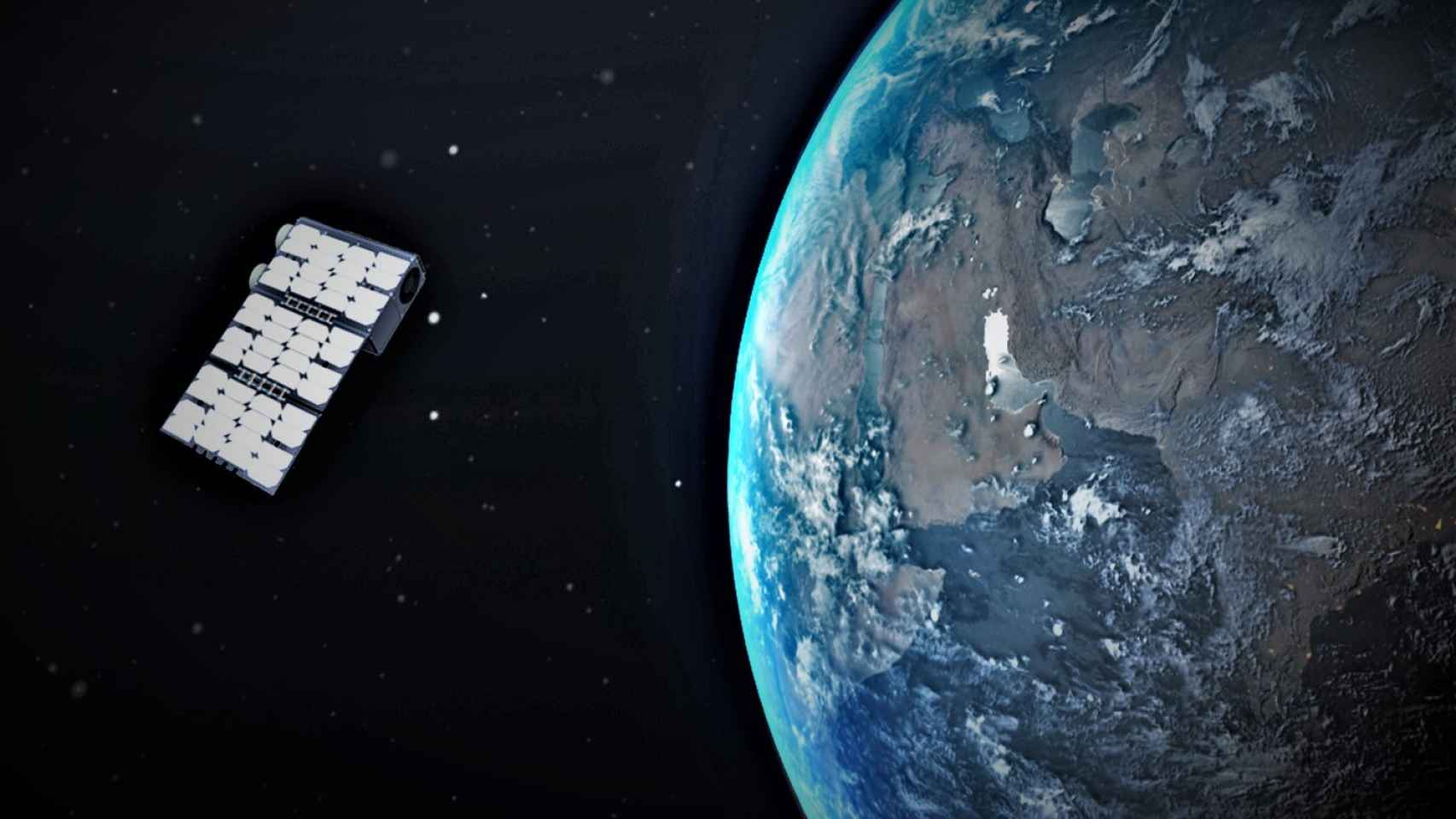 Representación del satélite Guardian1 orbitando la Tierra