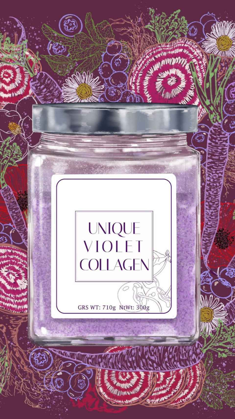 El producto de Unique Violet Collagen.